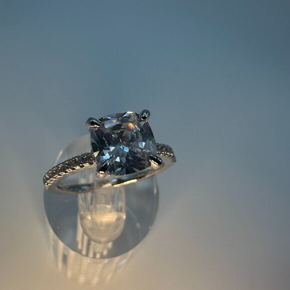 Cubic Zirconia Ring Sterling Silver plated Engagement Ring - Picture 8 of 12